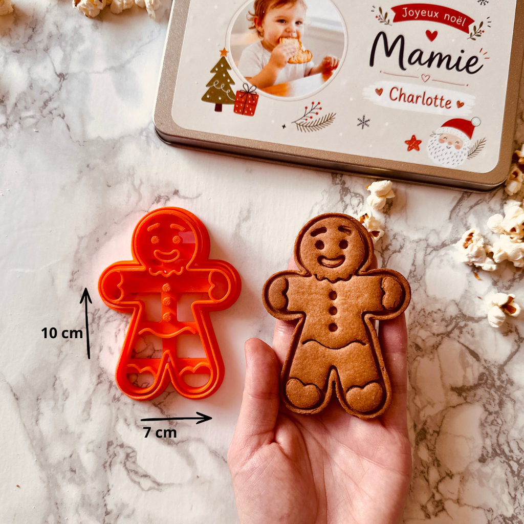 Boîte de Noël personnalisée avec 3 emporte-pièces à biscuits – Kit sablés de Noël avec emporte-pièce personnalisé