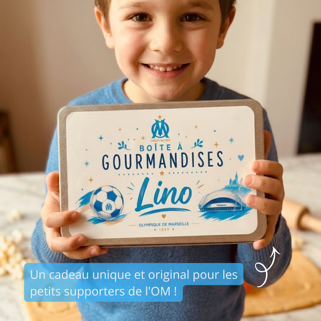 Kit emporte-pièces Olympique de Marseille personnalisé – 3 emporte-pièces dont 1 personnalisé + boîte cadeau OM