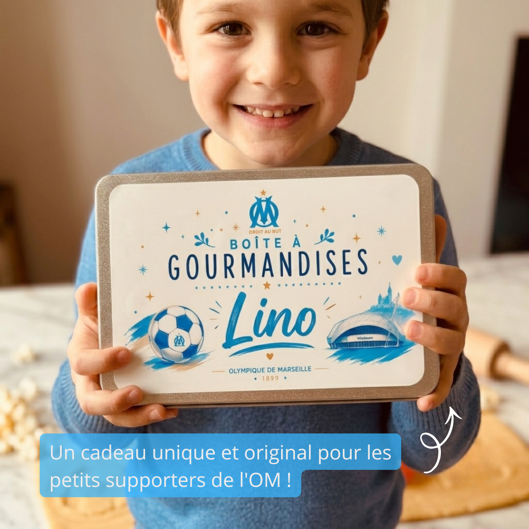 Kit emporte-pièces Olympique de Marseille personnalisé – 3 emporte-pièces dont 1 personnalisé + boîte cadeau OM