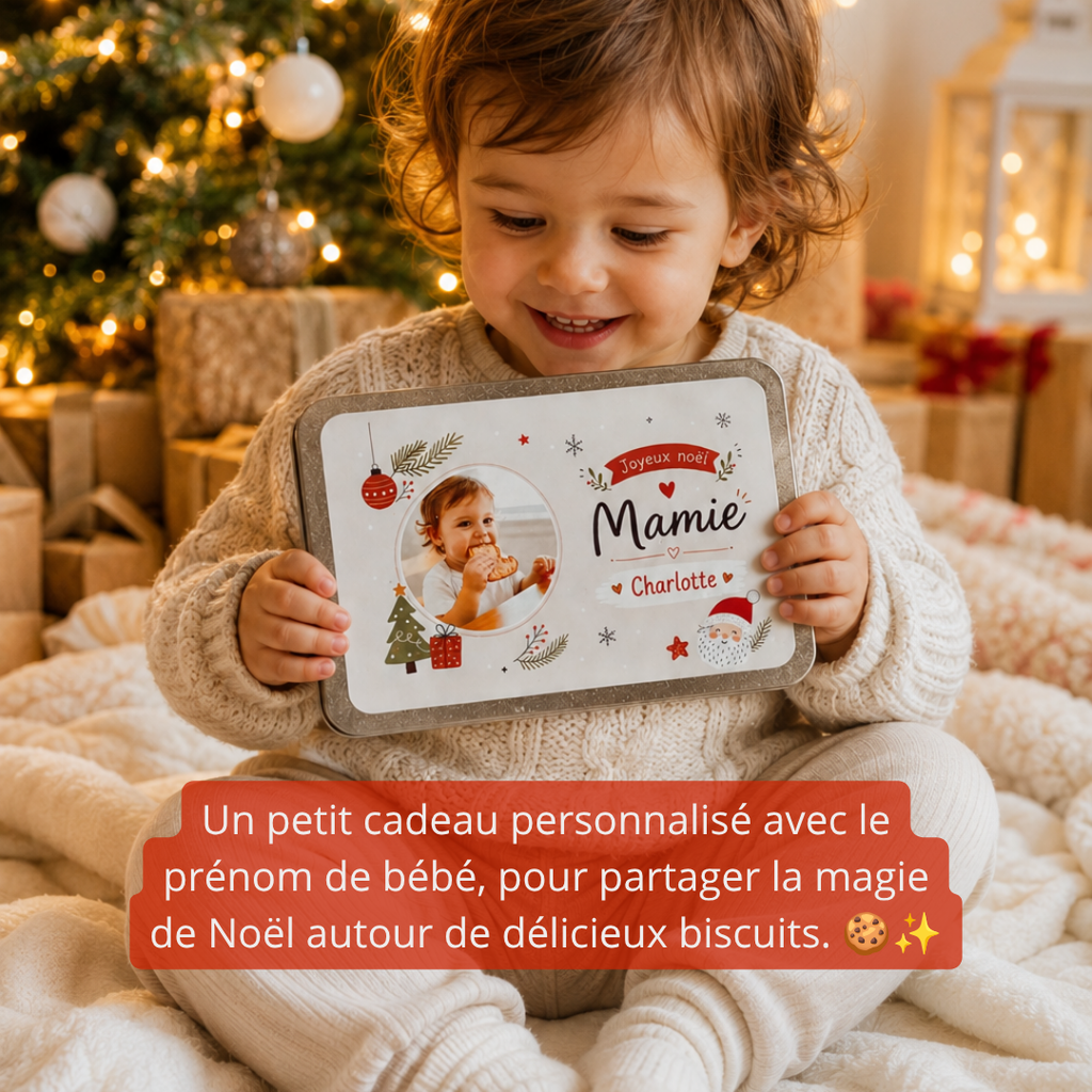 Boîte de Noël personnalisée avec 3 emporte-pièces à biscuits – Kit sablés de Noël avec emporte-pièce personnalisé