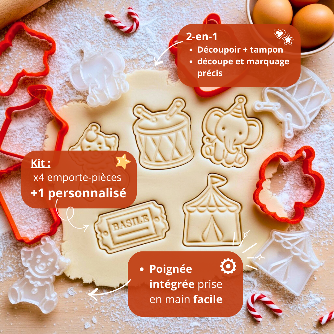 Kit emporte-pièces cirque clown chapiteau élèphant