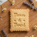 Emporte-pièce petit beurre Maman & prénom – biscuit personnalisé Fête des Mères