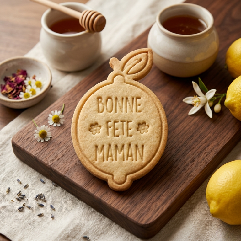 Emporte-pièce citron Bonne Fête Maman – biscuit fait maison