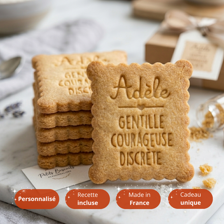 Kit emporte-pièce personnalisé prénom + 3 mots | Pochon personnalisé & recette incluse