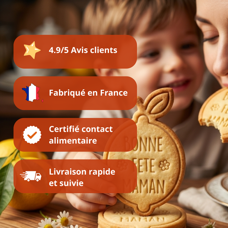 Emporte-pièce citron Bonne Fête Maman – biscuit fait maison