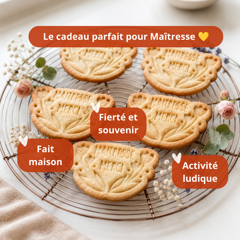Emporte-pièce fin d’année scolaire personnalisé – Maîtresse, Maître, Nounou, ATSEM – Cadeau biscuits maison école