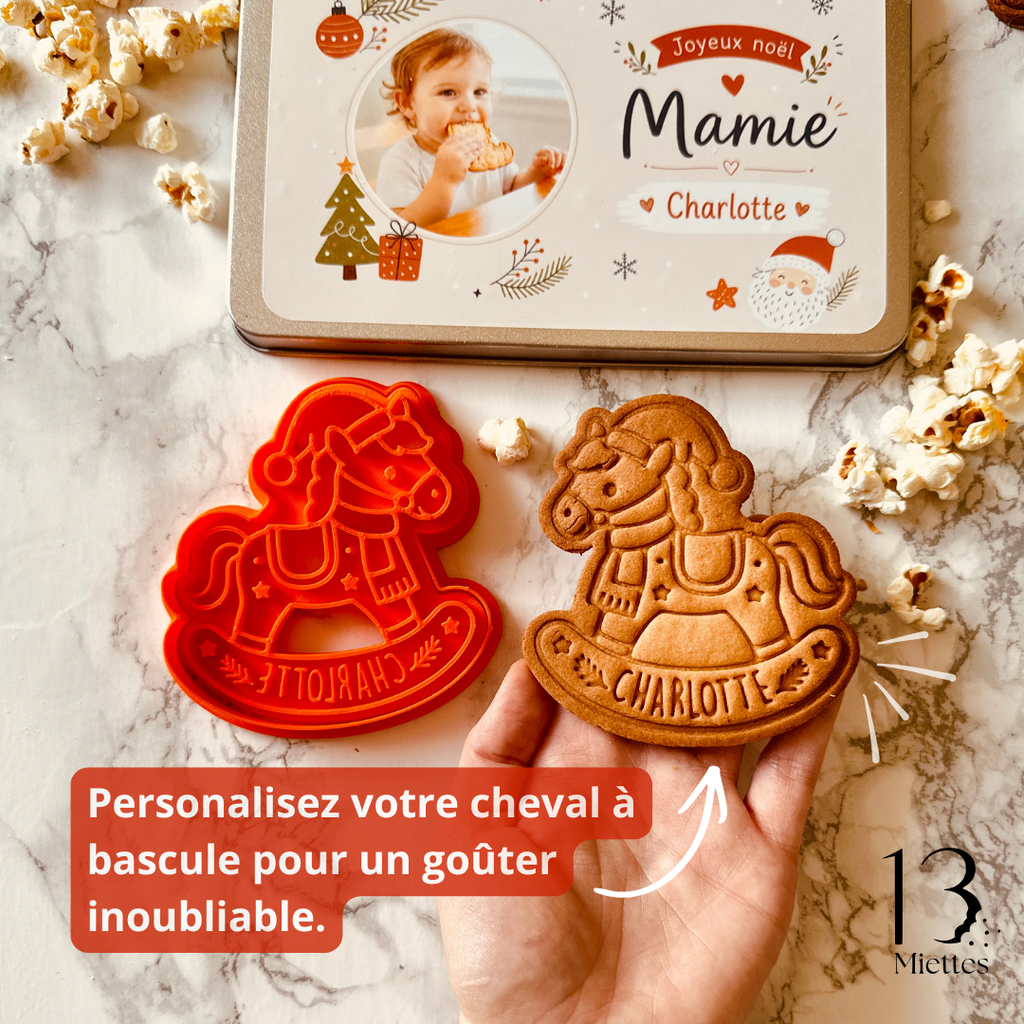 Boîte de Noël personnalisée avec 3 emporte-pièces à biscuits – Kit sablés de Noël avec emporte-pièce personnalisé