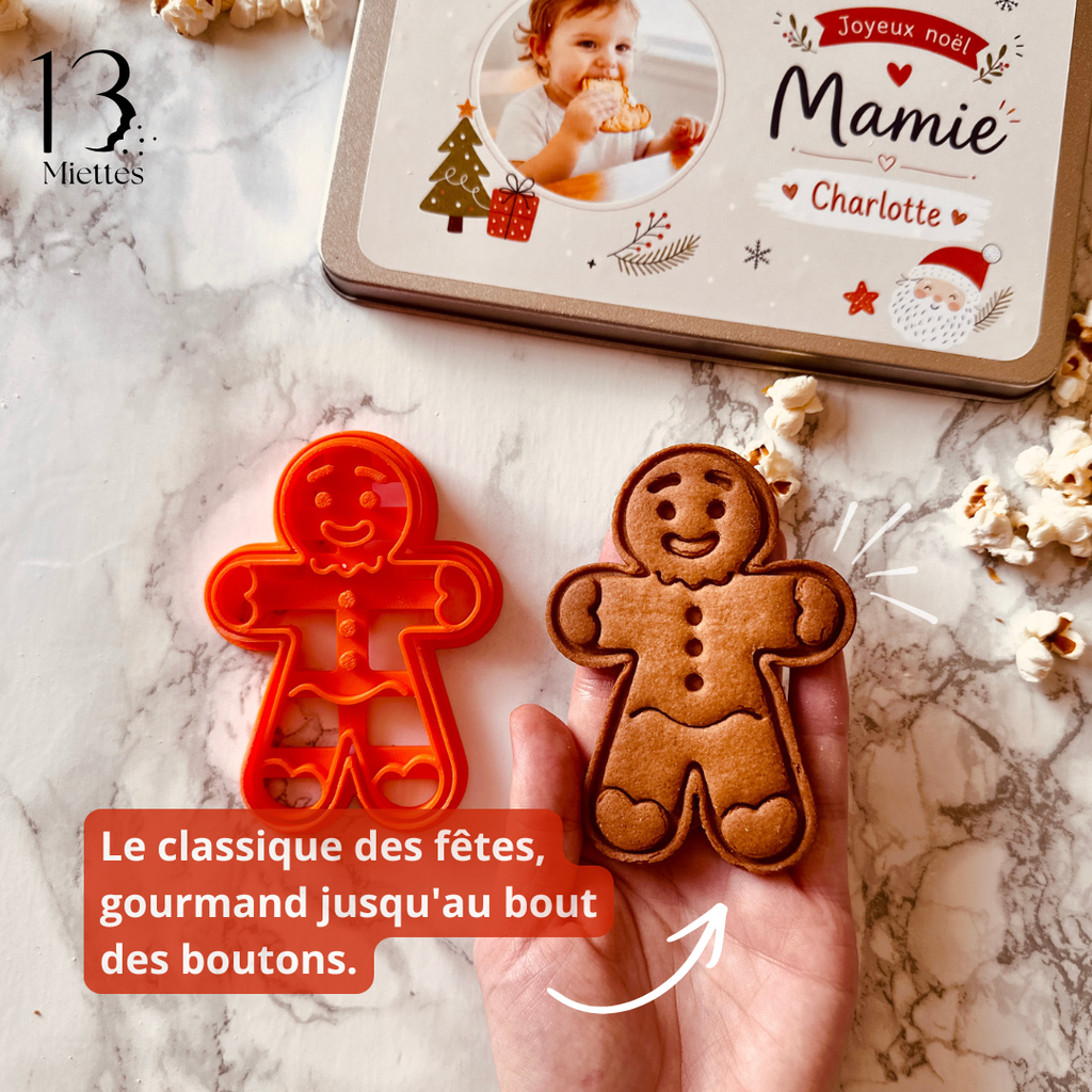 Boîte de Noël personnalisée avec 3 emporte-pièces à biscuits – Kit sablés de Noël avec emporte-pièce personnalisé