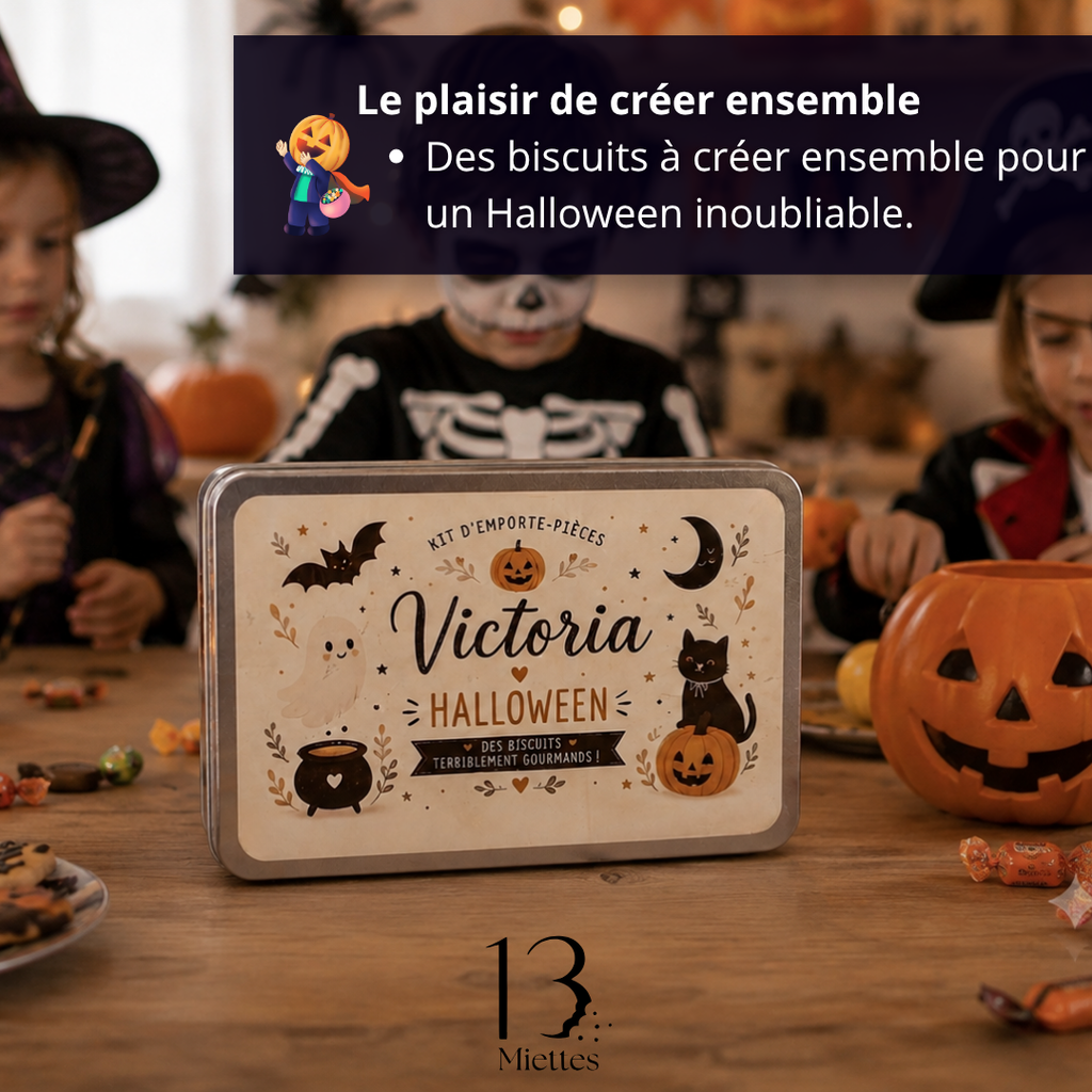 Kit d'emporte-pièces Halloween avec boîte personnalisée.