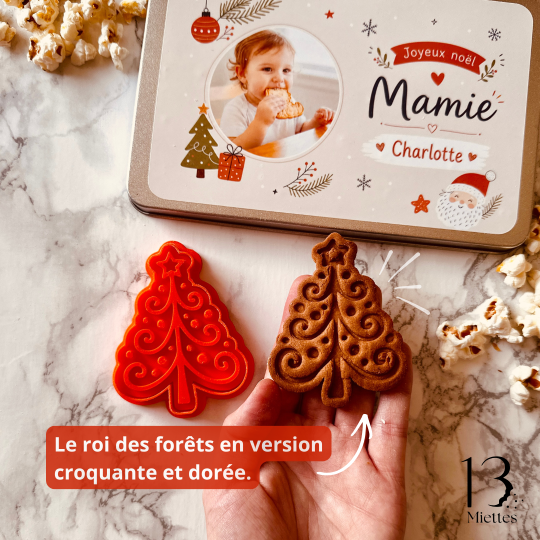 Boîte de Noël personnalisée avec 3 emporte-pièces à biscuits – Kit sablés de Noël avec emporte-pièce personnalisé