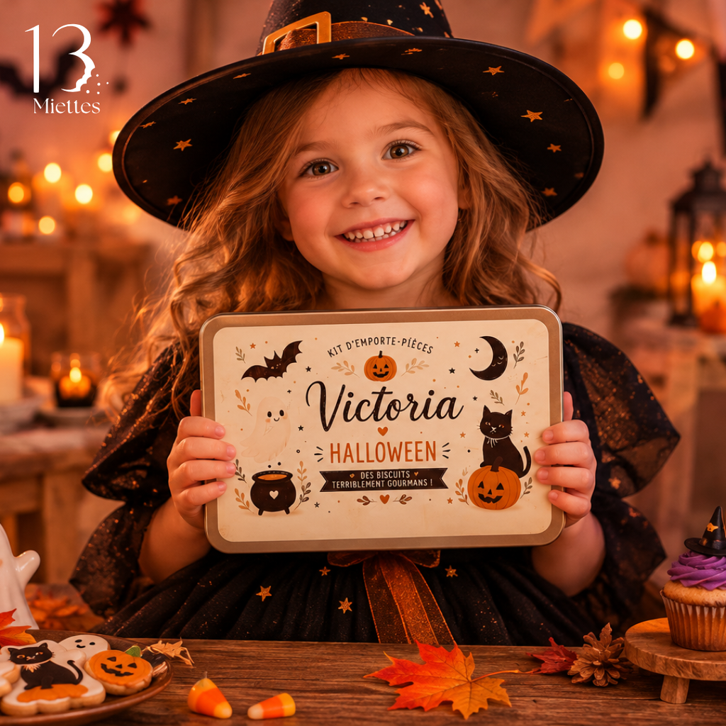 Kit d'emporte-pièces Halloween avec boîte personnalisée.