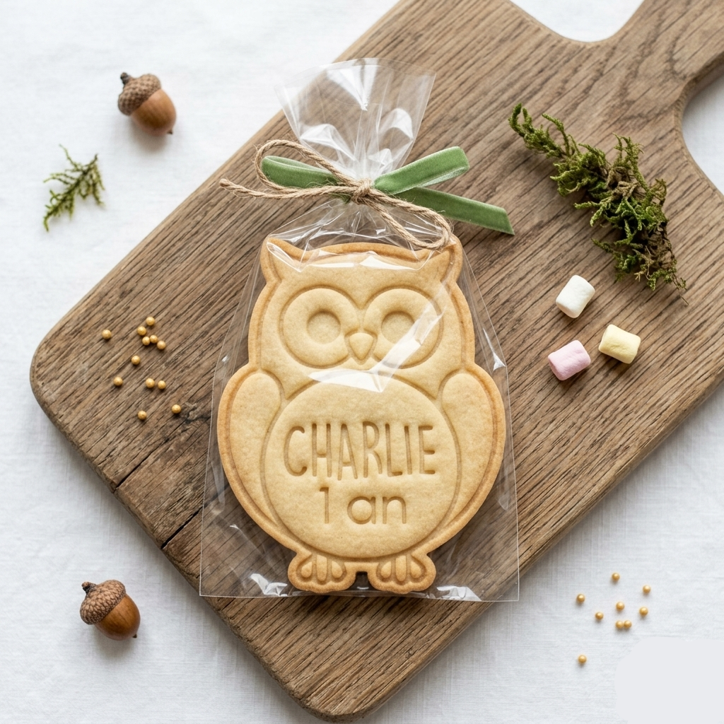 Emporte-pièce baptême personnalisé hibou