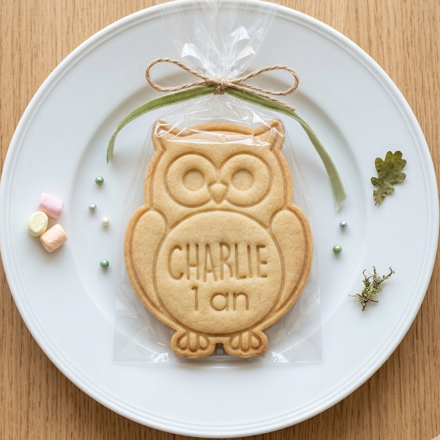 Emporte-pièce baptême personnalisé hibou