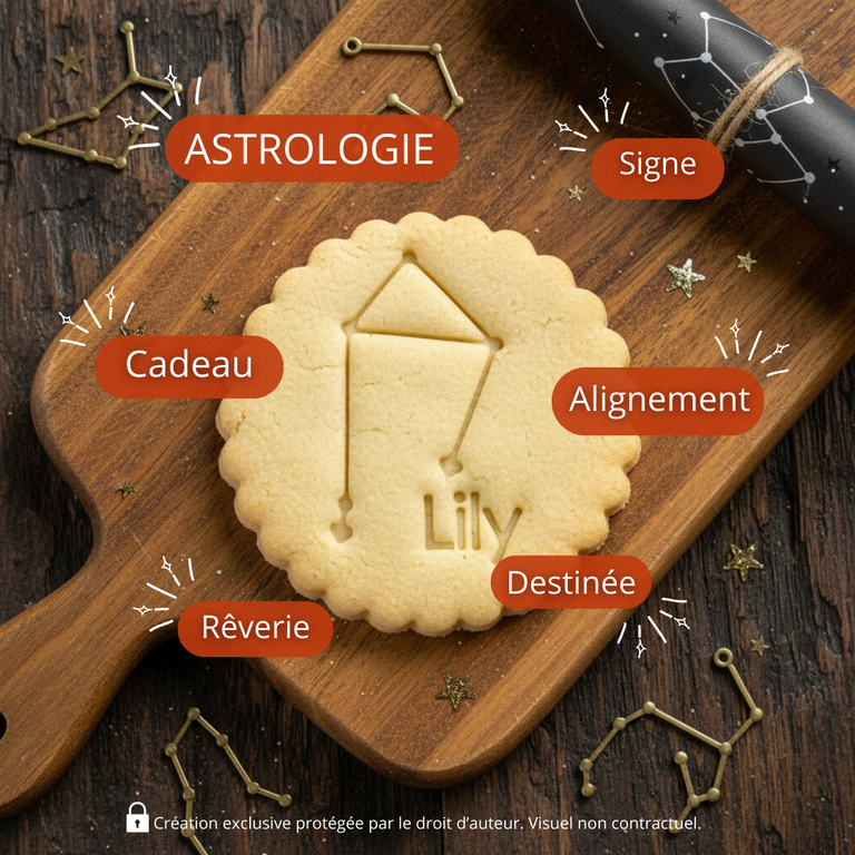 Emporte-pièce Constellation Balance Personnalisé avec Prénom – Biscuit Astrologique