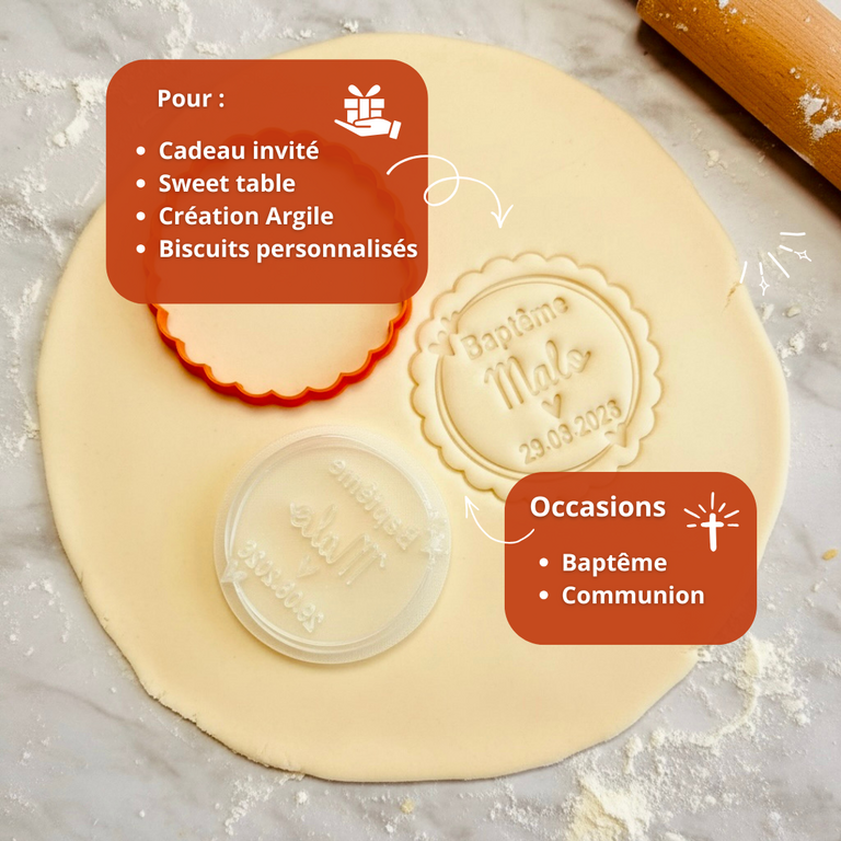 Emporte-pièce baptême personnalisé cadeaux invités biscuits personnalisés chloé