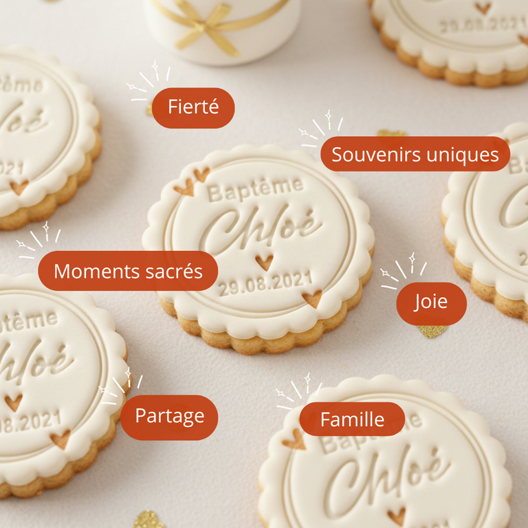 Emporte-pièce baptême personnalisé cadeaux invités biscuits personnalisés chloé