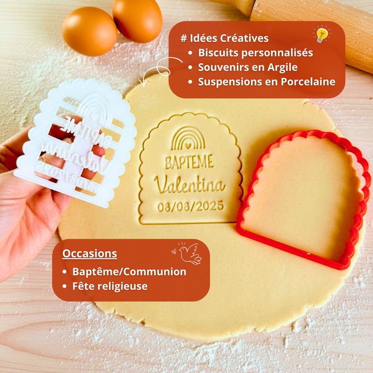 Emporte-pièce baptême personnalisé cadeaux invités biscuits personnalisés