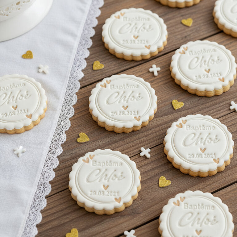 Emporte-pièce baptême personnalisé cadeaux invités biscuits personnalisés chloé