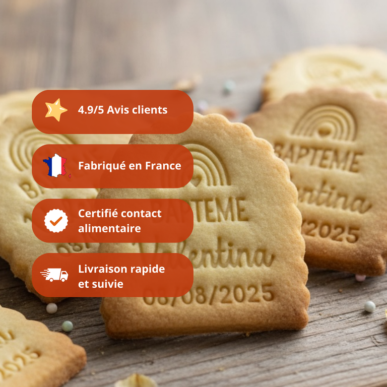 Emporte-pièce baptême personnalisé cadeaux invités biscuits personnalisés