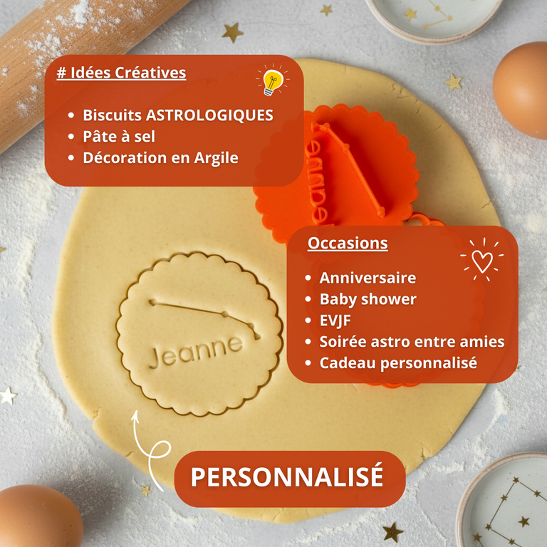 Emporte-pièce Constellation Bélier Personnalisé avec Prénom – Biscuit Astrologique