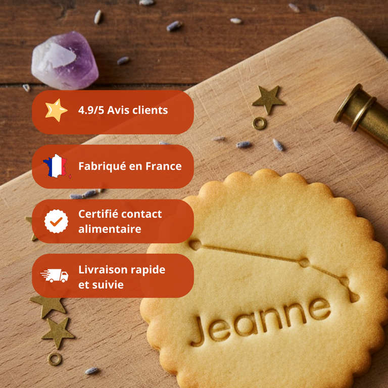 Emporte-pièce Constellation Bélier Personnalisé avec Prénom – Biscuit Astrologique