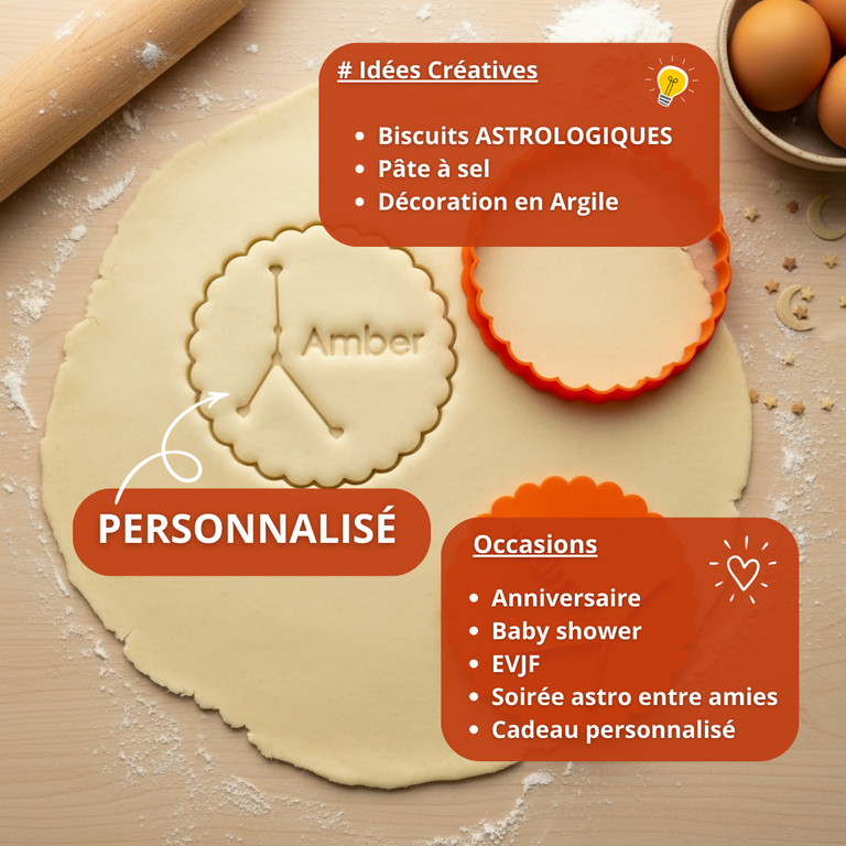 Emporte-pièce Constellation Cancer Personnalisé avec Prénom – Biscuit Astrologique