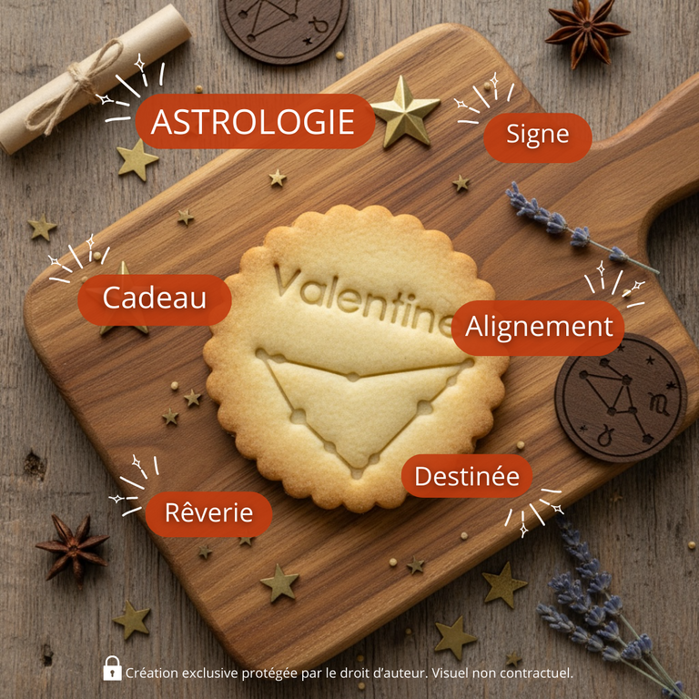Emporte-pièce Constellation Gémeaux – Biscuits personnalisés avec prénom et cœurs
