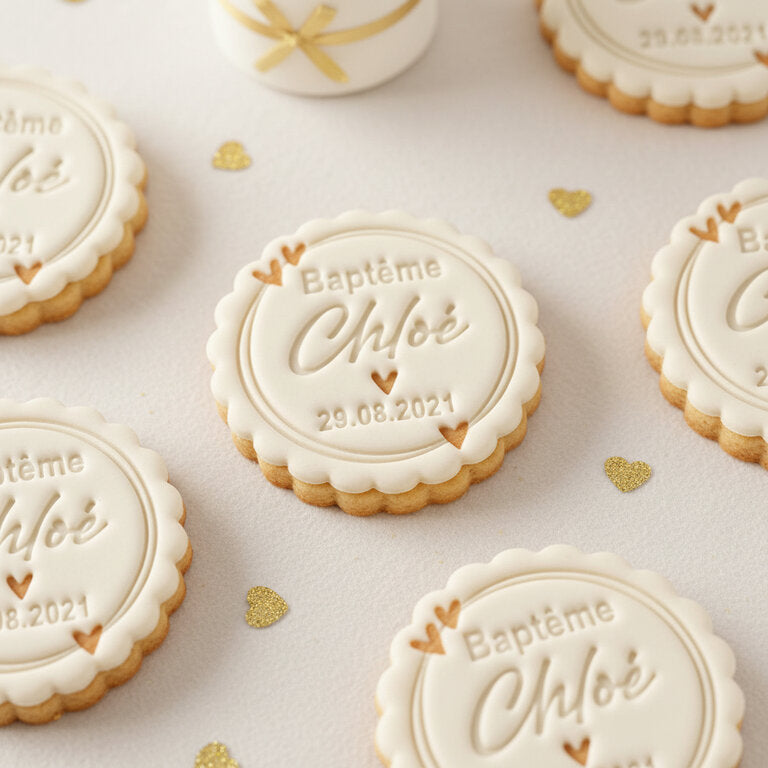 Emporte-pièce baptême personnalisé cadeaux invités biscuits personnalisés chloé