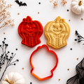 Emporte-pièce Citrouille Halloween avec Corset – Découpoir et Tampon pour Biscuits & Sablés 🎃🧡