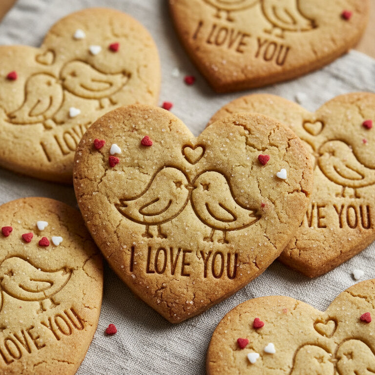 Emporte-pièce Cœur Couple d’Oiseaux – Découpoir + Tampon ❤️ | Biscuits Romantiques Saint-Valentin & Mariage