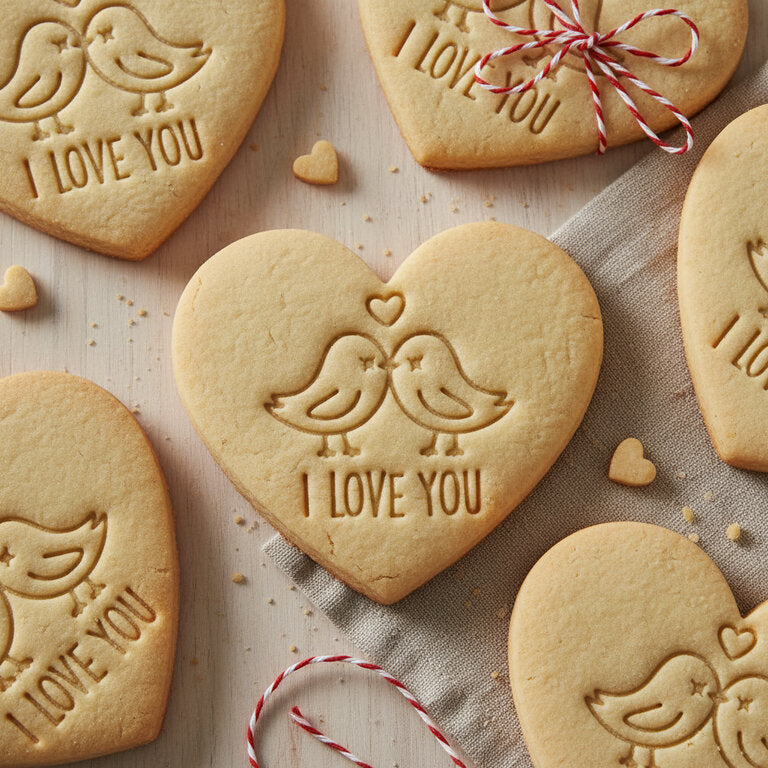 Emporte-pièce Cœur Couple d’Oiseaux – Découpoir + Tampon ❤️ | Biscuits Romantiques Saint-Valentin & Mariage