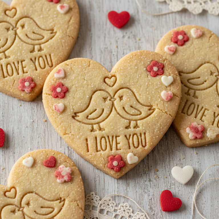 Emporte-pièce Cœur Couple d’Oiseaux – Découpoir + Tampon ❤️ | Biscuits Romantiques Saint-Valentin & Mariage