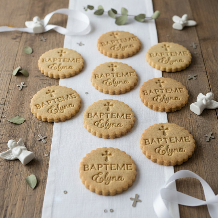 Emporte-pièce baptême personnalisé cadeaux invités biscuits personnalisés