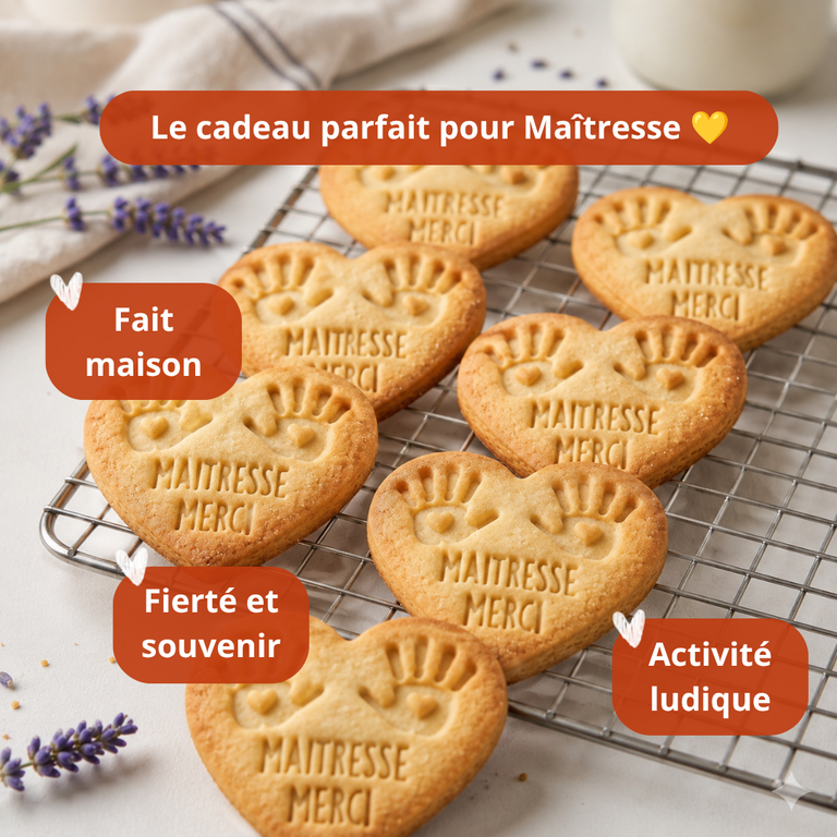 Emporte-pièce fin d’année scolaire personnalisé – Maîtresse, Maître, Nounou, ATSEM – Cadeau biscuits maison école