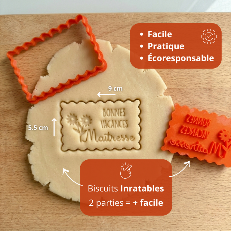 Emporte-pièce Biscuits "Bonnes Vacances" – Maîtresse, Maître, Nounou, ATSEM