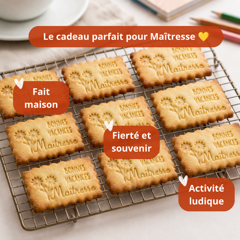 Emporte-pièce Biscuits "Bonnes Vacances" – Maîtresse, Maître, Nounou, ATSEM