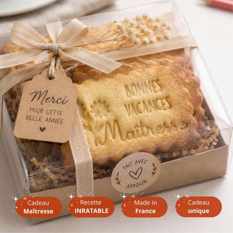 Emporte-pièce Biscuits "Bonnes Vacances" – Maîtresse, Maître, Nounou, ATSEM