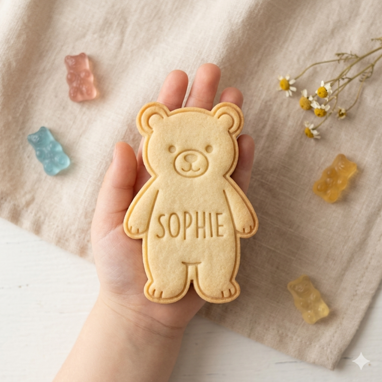 Emporte-pièce Ourson Personnalisé avec Prénom – Découpoir Biscuit Fabrication Française