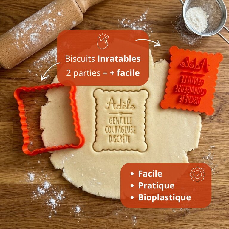 Kit emporte-pièce personnalisé prénom + 3 mots | Pochon personnalisé & recette incluse
