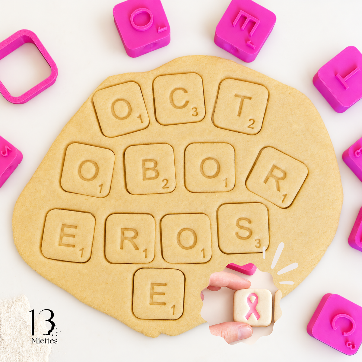 Emporte-pièces « Octobre Rose » – Scrabble gourmand