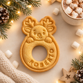 Emporte-pièce hochet de Noël personnalisé, renne et prénom