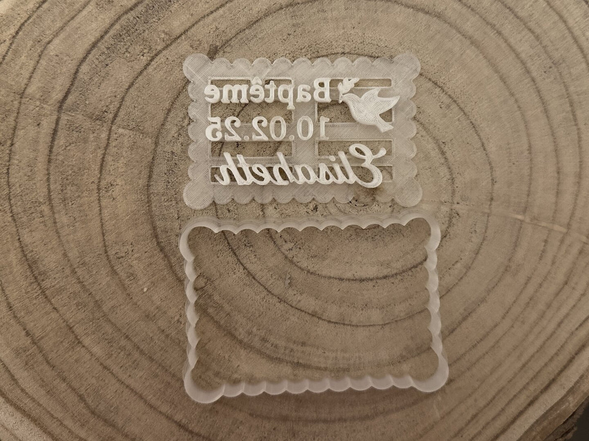 Emporte-pièce baptême personnalisé cadeaux invités biscuits personnalisés