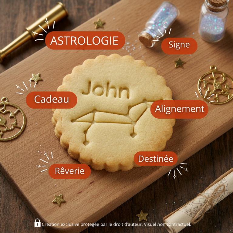 Emporte-pièce Constellation Lion – Biscuits personnalisés avec prénom et cœurs astrologiques