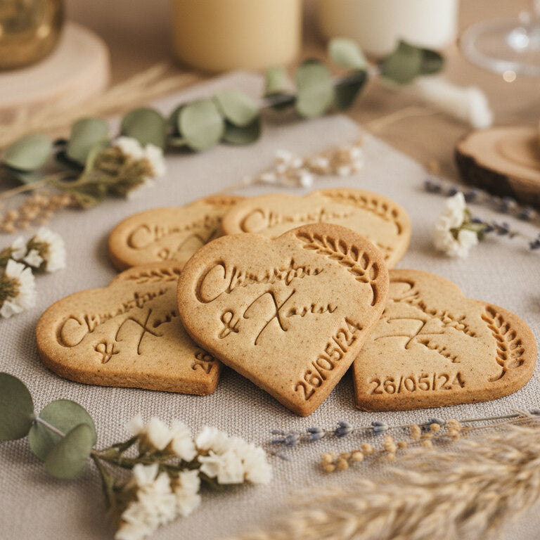 Emporte-Pièce mariage personnalisé en forme de cœur cadeaux invités biscuits personnalisés