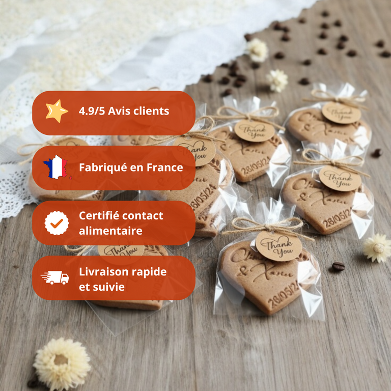Emporte-Pièce mariage personnalisé en forme de cœur cadeaux invités biscuits personnalisés