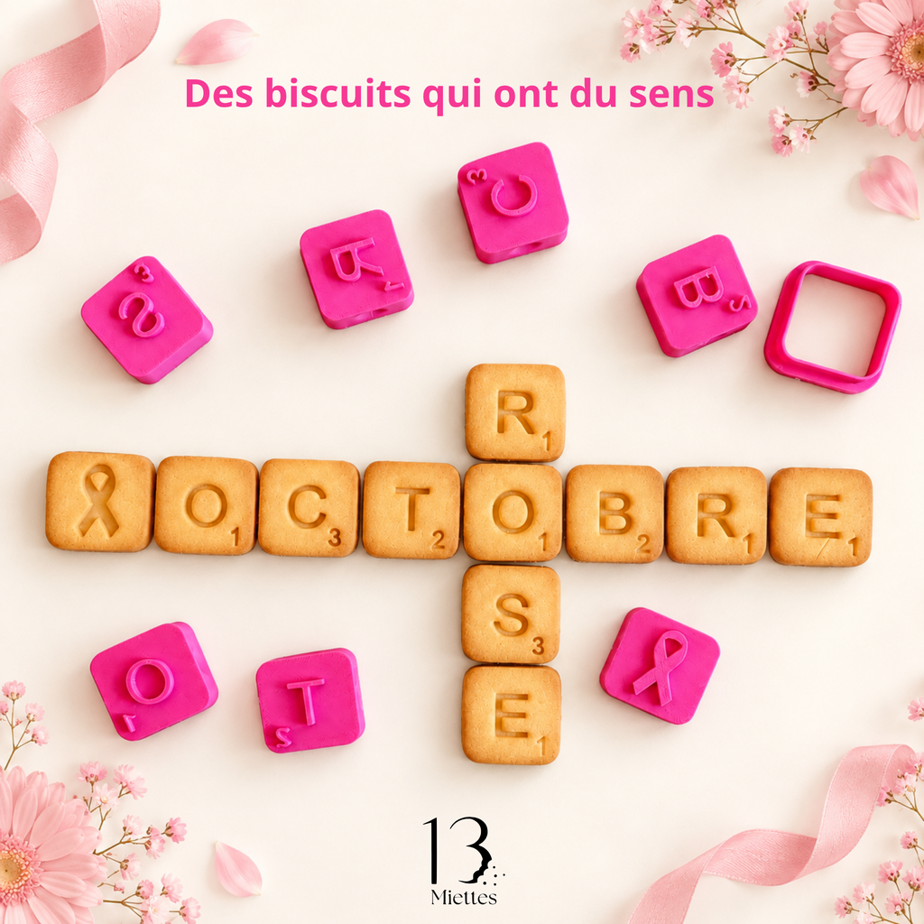 Emporte-pièces « Octobre Rose » – Scrabble gourmand