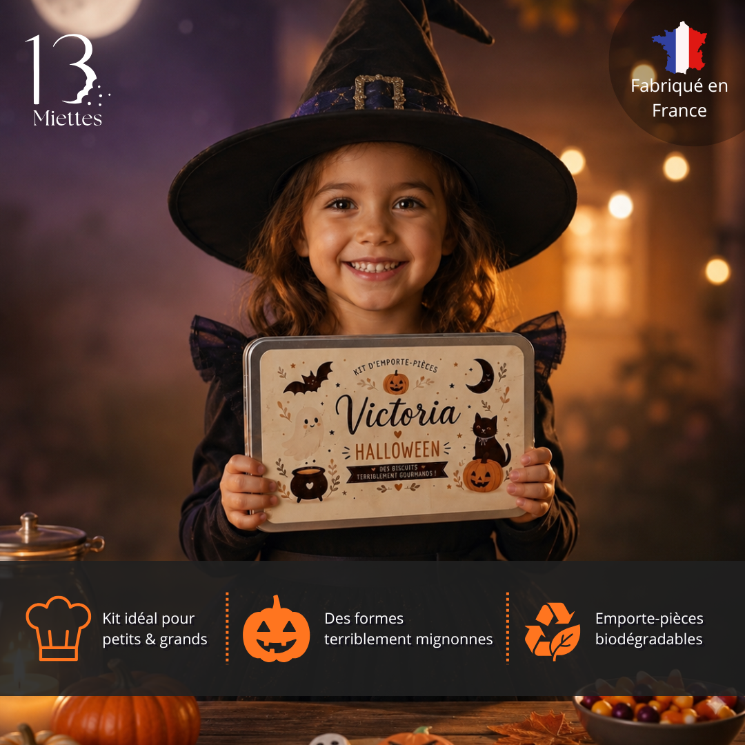 Kit d'emporte-pièces Halloween avec boîte personnalisée.