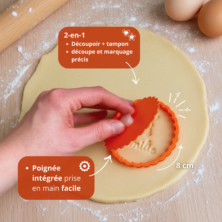 Emporte-pièce Joyeuses Pâques rond cannelé lapin – biscuit