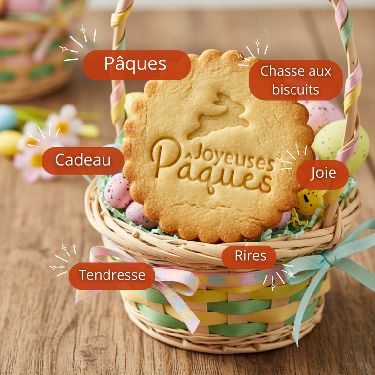 Emporte-pièce Joyeuses Pâques rond cannelé lapin – biscuit