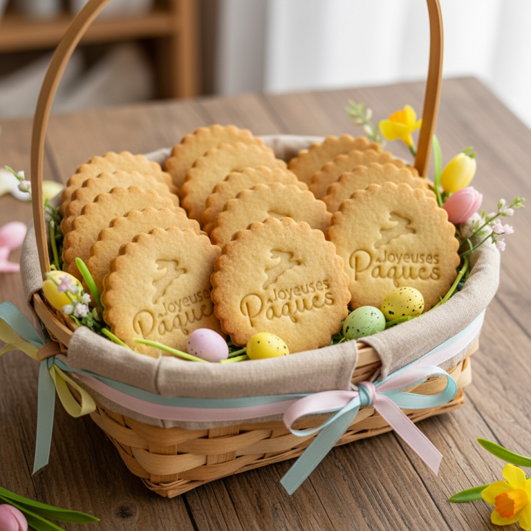 Emporte-pièce Joyeuses Pâques rond cannelé lapin – biscuit